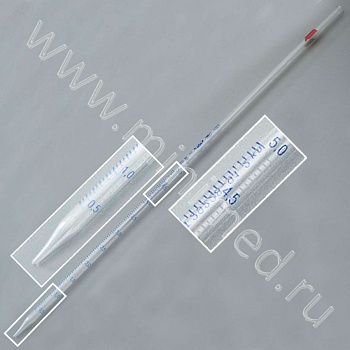 Пипетка градуированная 2-1-2-5 ТУ 9464-013-52876351-2014, ГОСТ 29228-91, МиниМедПром, уп. 10шт. / ко