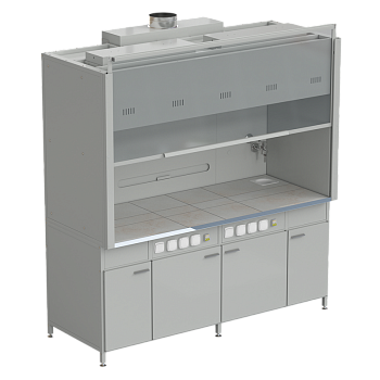 Шкаф вытяжной 2 светильника 2 комплекта воды 2000х900х2145 мм, раб. поверхность - КЕРАМИКА