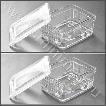 Емкость стеклянная 77*57*29 мм на 10 стекол горизонтально, уп. 1 /50 шт.