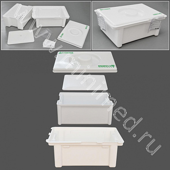 Емкость-контейнер полимерный п/п для дезинфекции и предстерилизационной обработки мед. изделий (с ка