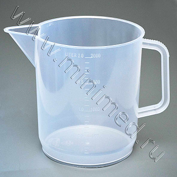 Стакан низкий 2000 мл. с ручкой, с дел.,п/п, LAMAPLAST, уп.1/12шт