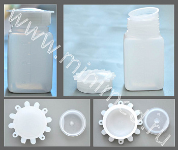 Емкость для общелабораторного применения-бутылка квадратная 100 мл.,с дел,с крышкой, ПЭВП, LAMAPLASТ