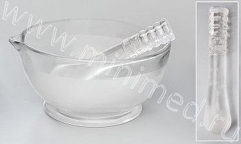 Ступка с пестиком,D=180 мм,стекл., уп.1 /8 шт, МиниМед