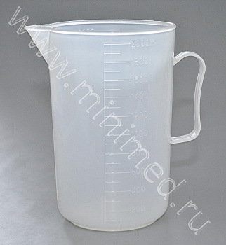 Стакан 2000 мл с носиком и ручкой градуированный, п/п, уп.1/80 шт