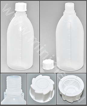 Бутылка градуированная 1000 мл, с узким горлом, с крышкой, П/П, Кartell